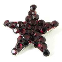 25x25mm Star Button, Siam(Ruby Red) Swarovski Crystal-n-Silver ea