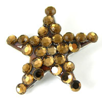 25x25mm Star Button, Smoky Topaz Swarovski Crystal-n-Silver ea