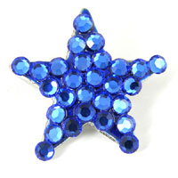 25x25mm Star Button, Sapphire(Blue) Swarovski Crystal-n-Silver ea