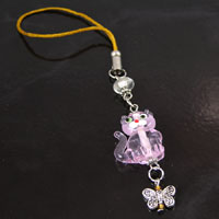 22mm Pink Cat Glass Cell Phone Charm, pack of 6
