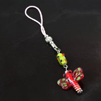 23mm Ruby Dragonfly Glass Cell Phone Charm, pack of 2