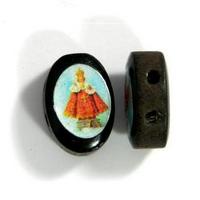 18x13mm Oval Wooden Rosary Beads, Virgin of San Juan, pack of 6