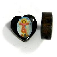 17X19mm Oval Wooden Rosary Beads, Baby Jesus, pack of 6
