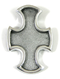 2.75x1.8in Silver Cross w/large inset Designer Pendant, ea