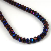 8x5mm Faceted Dark Amethyst AB Crystal Roundels, 14 inch strand