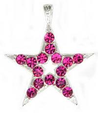 45mm Silver Metal Star Pendant with Rose Crystals,EA