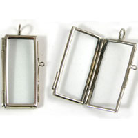 Rectangle, Silver - Our Glass Frame Pendants-PKG/6