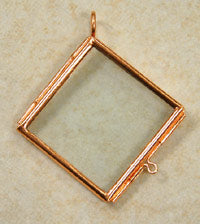 Our Glass Frame Locket, Diagonal Square, Copper, pack of 6