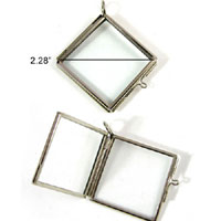 Our Glass Pendant, Hinged Diagonal Silver Square, Pack of 6