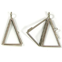 2x1in Iso Triangle, antique brass - Our Glass Frame Pendants, pkg 6 Hinged Double Pane