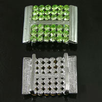 43x34mm Silver-n-Peridot Green Crystal, Pendant/Slide ea