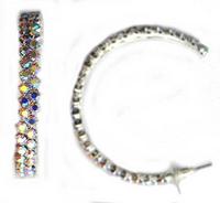 43mm Silver Hoop Earrings with Crystal AB Crystals, sold/Pair