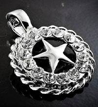 Lone Star Pendant w/AB Crystals-Magnetic Bail Clasp ea