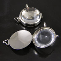 1" Round Domed Magnifying Bubble Glass Locket Pendant, silver, pack of 2