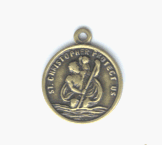 14mm Antique Gold Finish ST. Christopher Medal, EA