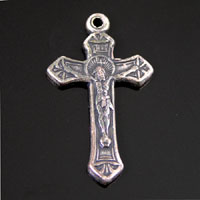 21mm Crucifix Cross Charm or Pendant, Classic Silver Finish, 1 each