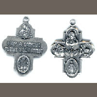 32x27mm FOUR-WAY Cross, Cast Metal Pendant, Classic Silver, ea