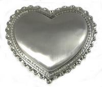 3.5 inch Puff Heart Belt Buckle, brushed silver, each