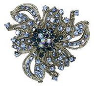 58x55mm Brooch, Light Sapphire/Montana AB,EA