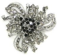 58x55mm Brooch, Black Diamond/Jet/Hematite, -EA