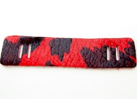 Red Cow Hair on Hide Leather Strips, 6 pack
