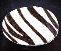 3.5in Hair on Hide Zebra Stripe Oval Insert for Belt Buckles Pk/2