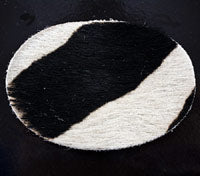 3.5in Hair on Hide Zebra Wide Stripe Oval Insert for Belt Buckles, Pk/2