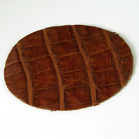 3.5in Crocodile Skin Leather -Brown Oval Insert for Belt Buckles, Pkg/2