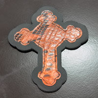 Leather Cross, Exotic Leather insert(assorted colors), pkg/2