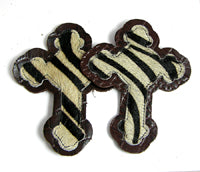 Double Leather Cross, Hair on Hide-Baby Zebra Print insert(assorted leather), pkg/2