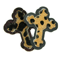 Double Leather Cross, Hair on Hide-Leopard-Spot Print insert, pkg/2