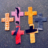 Hair Hide Leather Cross (fits N1019), assorted 6 pack