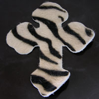 7x5in Zebra-Striped Hair on Hide Cross Leather Cut-Out, pk/2