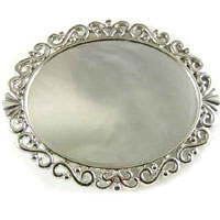 4.24" Oval Belt Buckle Bezel Base w/Baroque Scroll Border, Silver, each