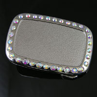 Rectangle Buckle Base with 4mm Austrian Crystal, Silver, 1 ea