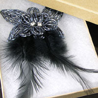 Black Feather and Fur Brooch, ea