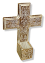 13x10in Carved Standing Wood Cross, w/small box, ea