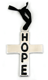 5.75x4 Aluminum Ribbon Crosses Jet Inscription "Hope" EA