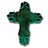 4x3in Antiqued Turquoise Wood Cross, -ea