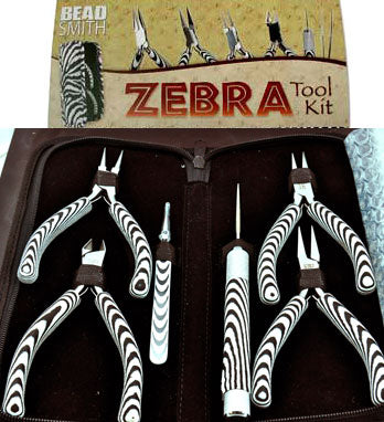 Beadsmith's Deluxe Zebra Stripe 6 Piece Beader's Tool Kit, ea
