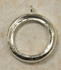 Silver Round Bezel Setting, charm, each