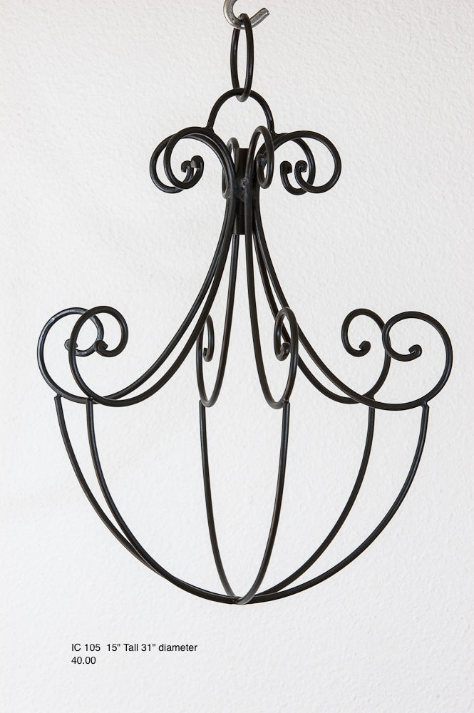 Chandelier Lighting Metal Frame, Black Iron, 1 each