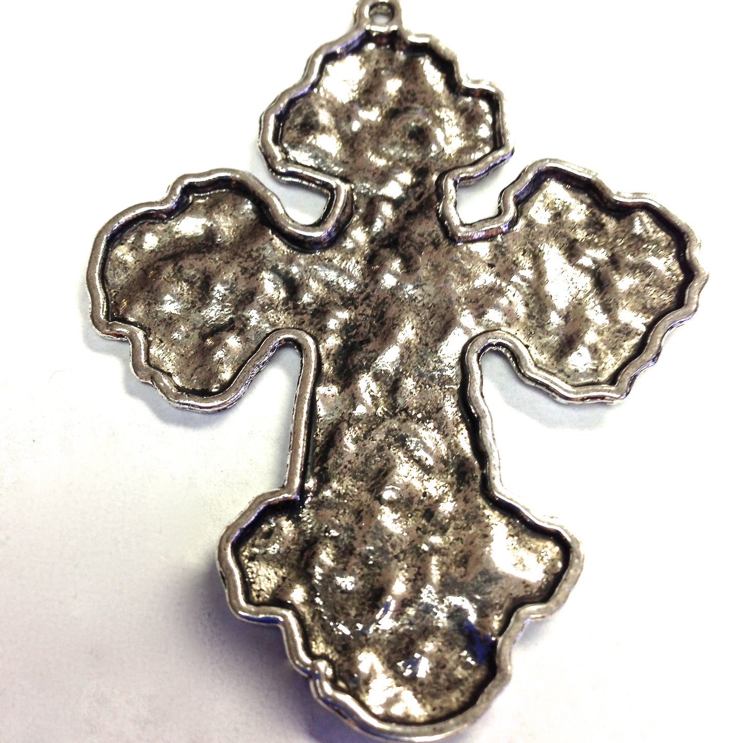 58mm Hammered Dimpled Cross Charm, Classic Silver, Pack of 3