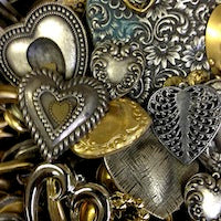 Heart Charms Mix Assortment, vintage finishes, 1/4 pound
