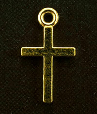 13mm Latin Cross Charm, Gold Plate, pack of 6