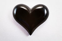 34x28mm Vintage Czech Glass Cabochon, Black, Heart Flat Back, ea