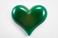 34x28mm Vintage Czech Glass, Jade Green, Heart Flat Back, ea