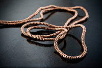 3mm Barrel Heishi, Copper Metal w/0.8-1mm hole, 28 inch strand