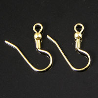 Ear Wire Fish Hook Pierced Ear Wire, gold finish, pack of 12