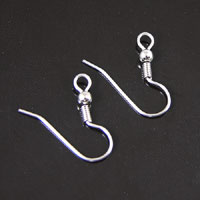 20mm Fish Hook Ear Wire, silver nickel, pack of 12